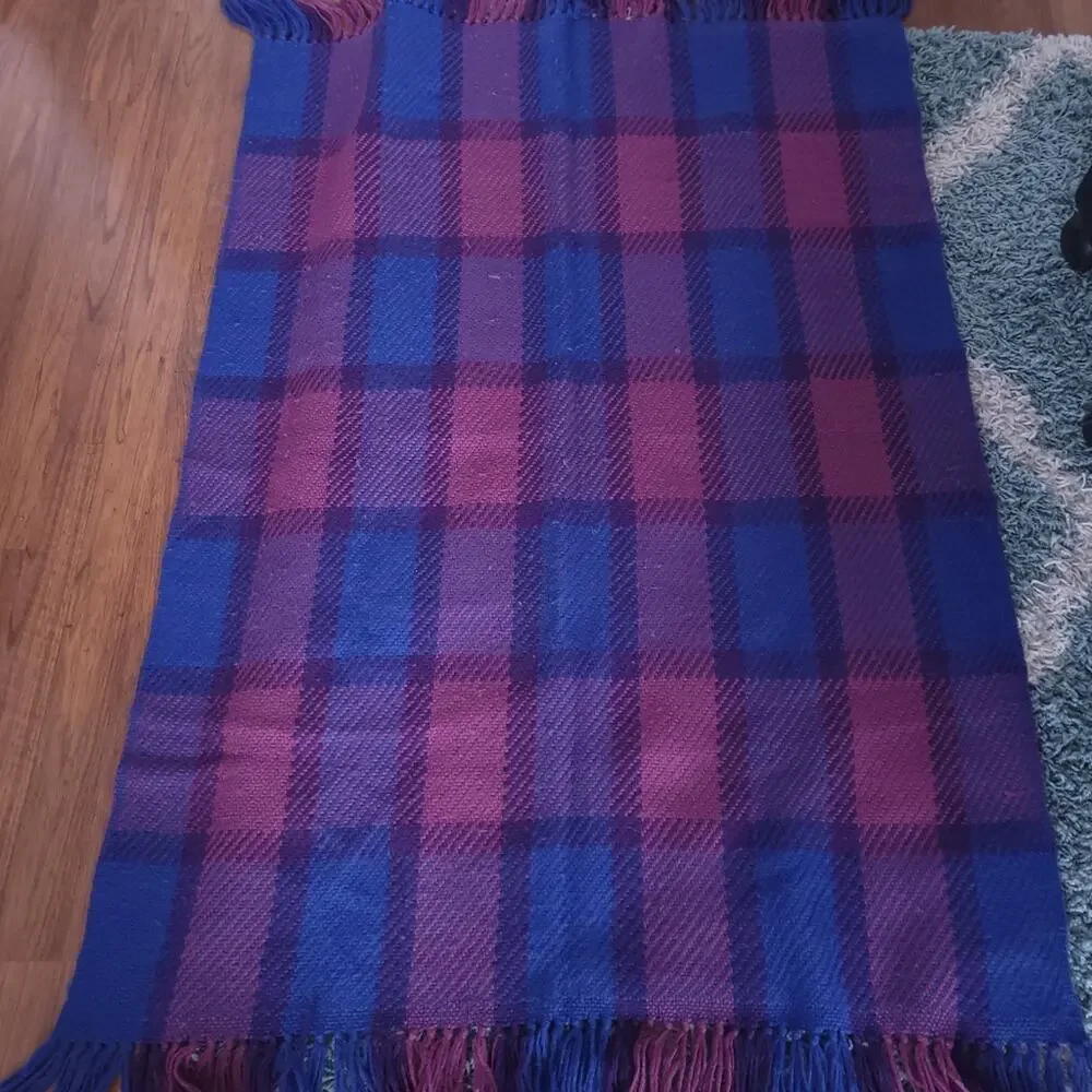 RARE VTG Churchill Weaver Lap Blanket (Berea, KY) Blanket Pink Blue 36x57